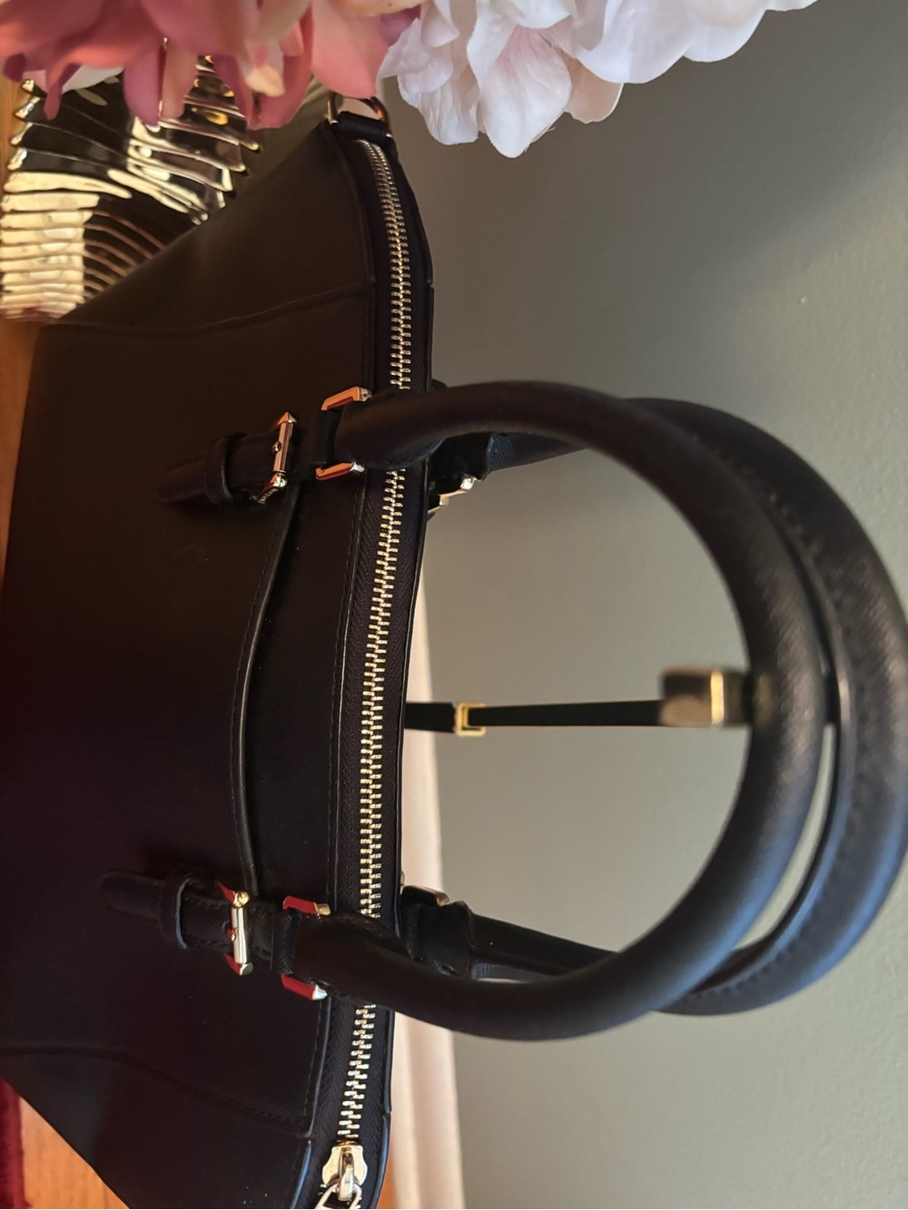 Michael Kors Black Saffiano Dome Satchel with Gold Hardware - Picture 8 of 10